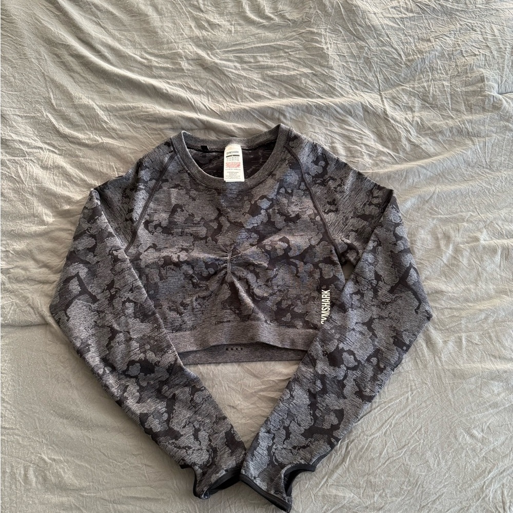 Gymshark Charcoal Camouflage Crop Top